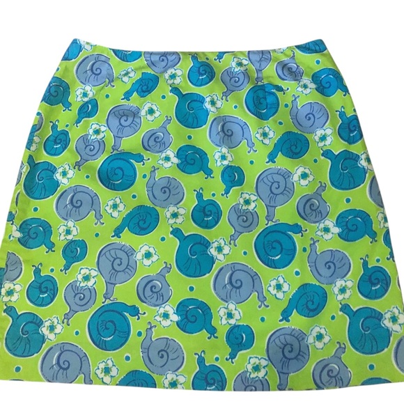 Lilly Pulitzer VTG skirt snail escargot print Lilly White Label cotton lined - Picture 1 of 9